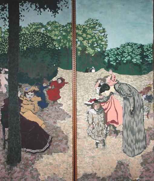 The Public Gardens: Young Girls Playing and the Interrogation, 1894 Oil Painting by Jean-Edouard Vuillard