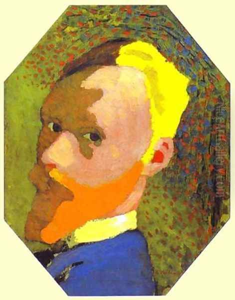 Octagonal Self-Portrait-Autoportrait octogonal. c. 1890 Oil Painting by Jean-Edouard Vuillard