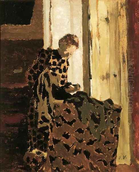 Femme brossant un vetement (Femme a la fenetre) Oil Painting by Jean-Edouard Vuillard