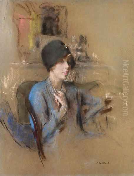 La dame en bleu au chapeau cloche Oil Painting by Jean-Edouard Vuillard