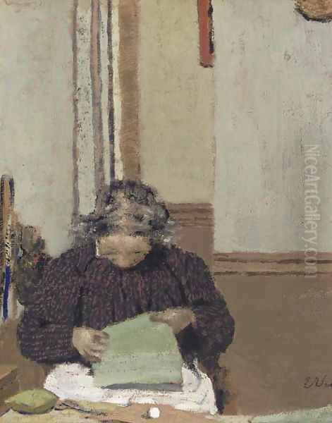 Madame Vuillard cousant Oil Painting by Jean-Edouard Vuillard