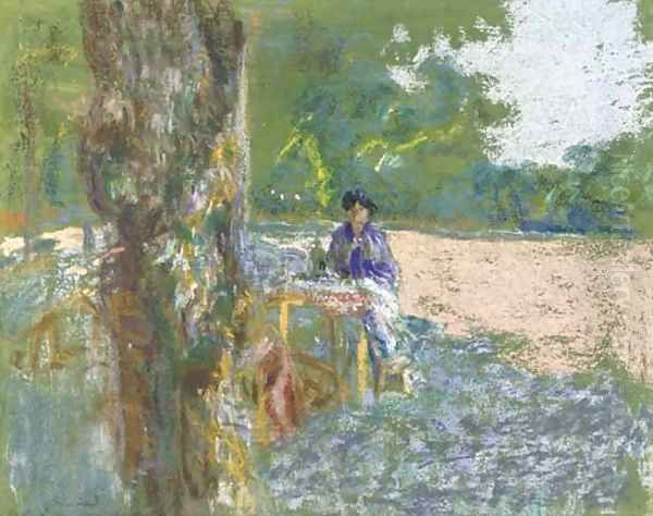 Jeune femme assise sous l'arbre dans le parc Oil Painting by Jean-Edouard Vuillard