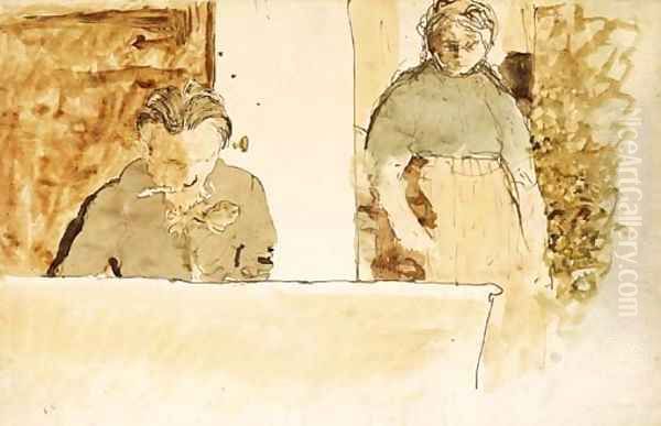 Deux figures au piano Oil Painting by Jean-Edouard Vuillard