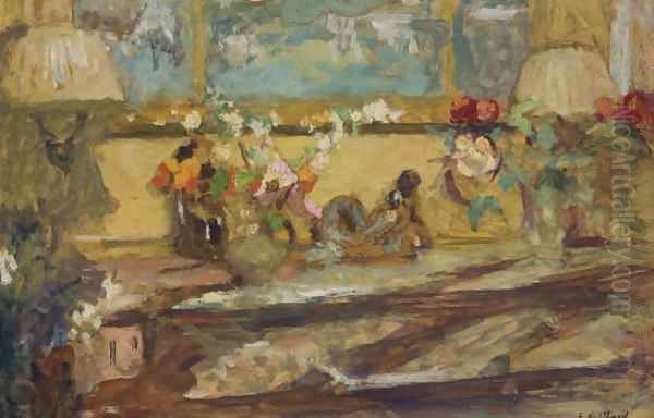 Fleurs sur une console Oil Painting by Jean-Edouard Vuillard