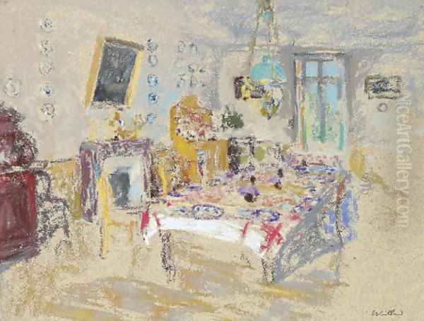 La nappe à carreaux rouges Oil Painting by Jean-Edouard Vuillard