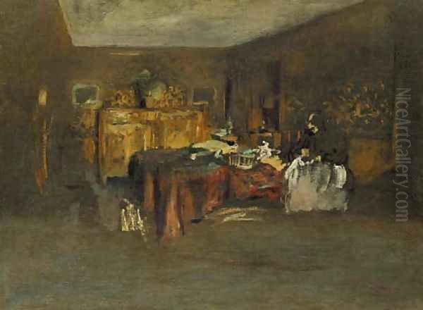 Madame Vuillard cousant 2 Oil Painting by Jean-Edouard Vuillard