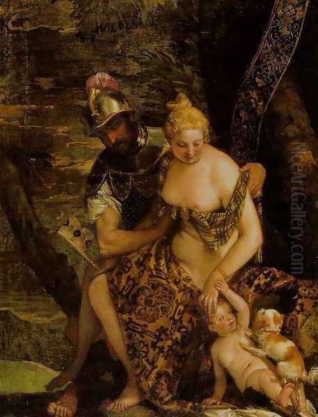 Mars and Venus with Cupid and a Dog Oil Painting by Paolo Veronese (Caliari)