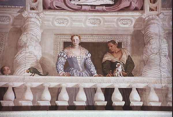 Villa Barbaro. Lady and Nurse on the Balcony Oil Painting by Paolo Veronese (Caliari)