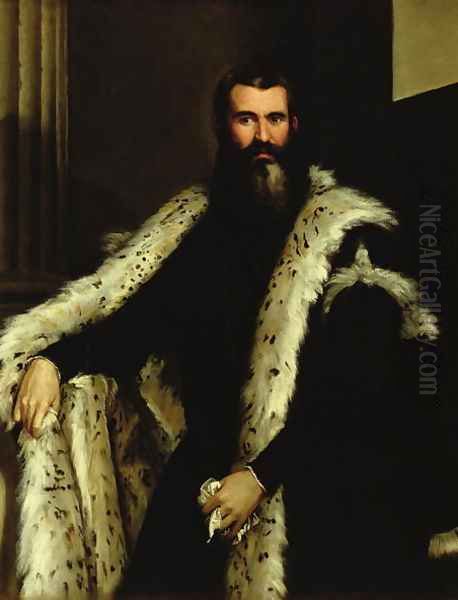 Portrait of a Man in a Fur Coat, c.1566 Oil Painting by Paolo Veronese (Caliari)