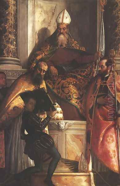 Saints Anthony, Cornelius and Cyprian (L santi Antonio, Cornelio e Cipriano) Oil Painting by Paolo Veronese (Caliari)