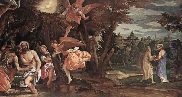 Baptism and Temptation of Christ Oil Painting by Paolo Veronese (Caliari)