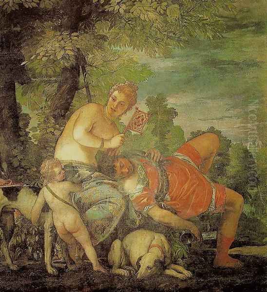 Venus and Adonis (Venere e Adone) Oil Painting by Paolo Veronese (Caliari)