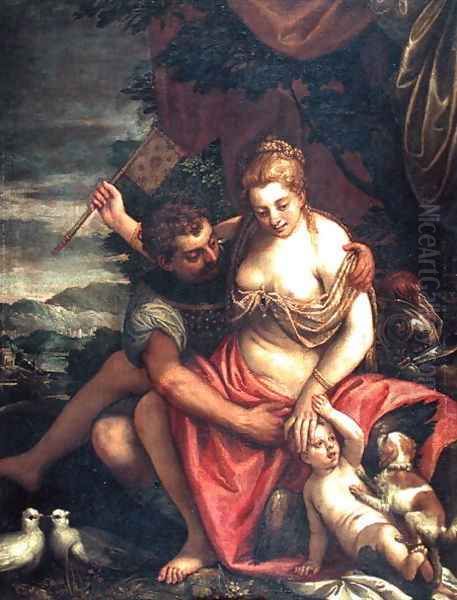 Mars and Venus, c.1580 Oil Painting by Paolo Veronese (Caliari)