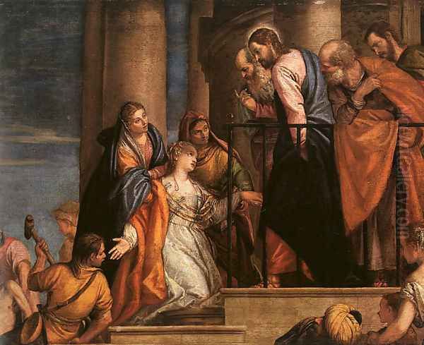 Christ and the Woman with the Issue of Blood 1565-70 Oil Painting by Paolo Veronese (Caliari)