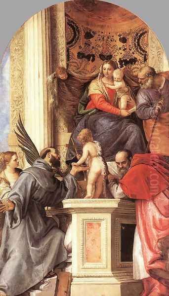 Madonna Enthroned with Saints c. 1562 Oil Painting by Paolo Veronese (Caliari)