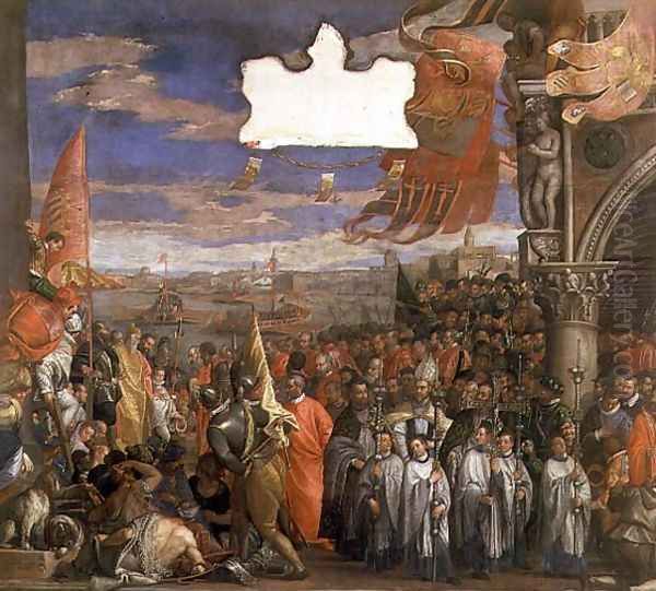 The Doge Andrea Contarini Returning Victorious from Chioggia Oil Painting by Paolo Veronese (Caliari)