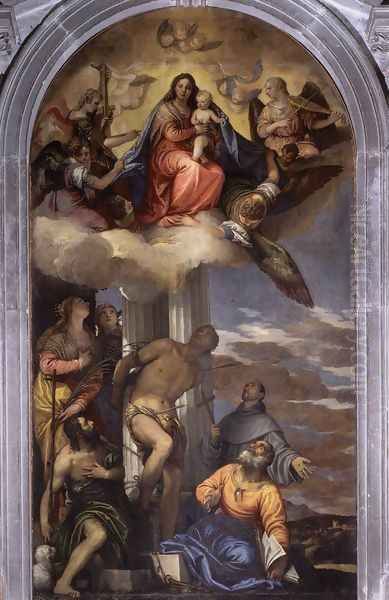 Virgin in Glory with Saints c. 1562 Oil Painting by Paolo Veronese (Caliari)