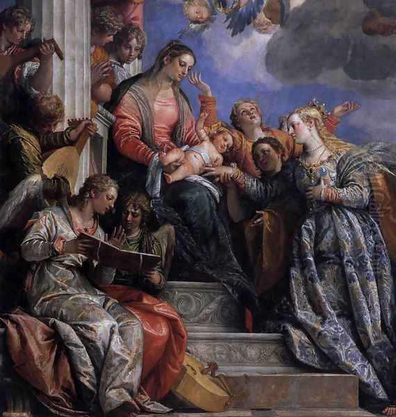 Mystical Marriage of St Catherine (detail-1) c. 1575 Oil Painting by Paolo Veronese (Caliari)