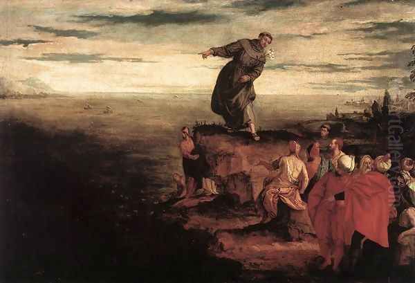 St Anthony Preaching to the Fish c. 1580 Oil Painting by Paolo Veronese (Caliari)