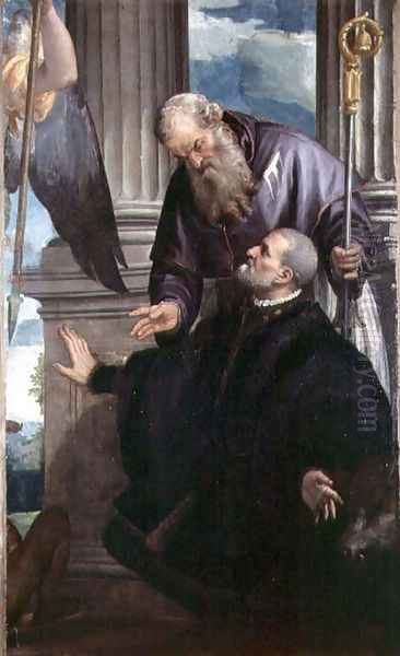 Saint Anthony Abbot as Patron of a Kneeling Donor, c.1570 Oil Painting by Paolo Veronese (Caliari)