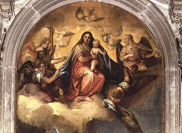 Virgin and Child with angel musicians Oil Painting by Paolo Veronese (Caliari)