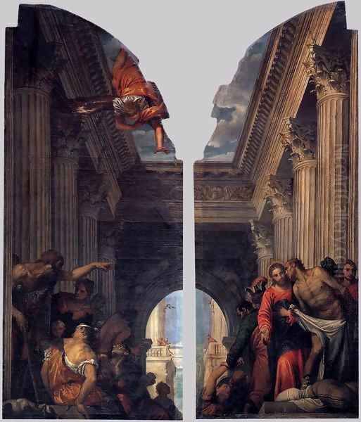 Healing of the Lame Man at the Pool of Bethesda Oil Painting by Paolo Veronese (Caliari)