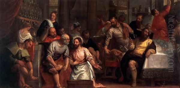 Christ Washing the Feet of the Disciples Oil Painting by Paolo Veronese (Caliari)