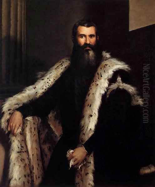 Gentleman in a Lynx Fur Oil Painting by Paolo Veronese (Caliari)