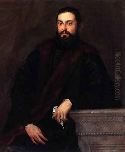 Gentleman in Black Oil Painting by Paolo Veronese (Caliari)