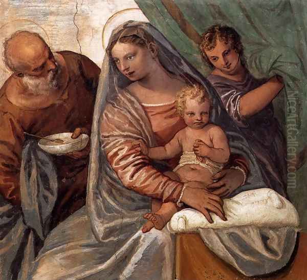 The Holy Family (Madonna della pappa) Oil Painting by Paolo Veronese (Caliari)