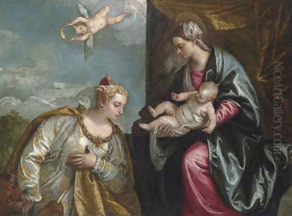 Allegory of the City of Venice adoring the Madonna and Child Oil Painting by Paolo Veronese (Caliari)