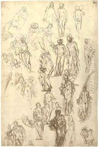 Studies of Mercury, Venus, Cupid and Saturn and other figures Oil Painting by Paolo Veronese (Caliari)