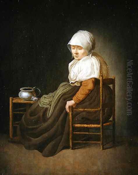 A woman seated in a chair Oil Painting by Jacobus Vrel