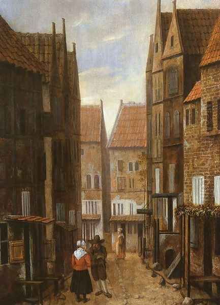 Street Scene with Couple in Conversation Oil Painting by Jacobus Vrel