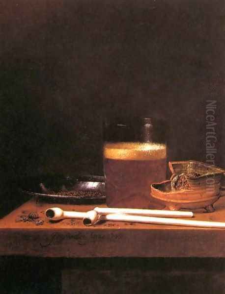 Still-Life with a Mug of Beer Oil Painting by Jan Jansz. Van De Velde