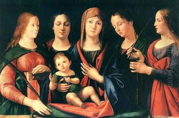 Mary and Child with Sts Mary Magdalene and Catherine 1504 Oil Painting by Alvise Vivarini