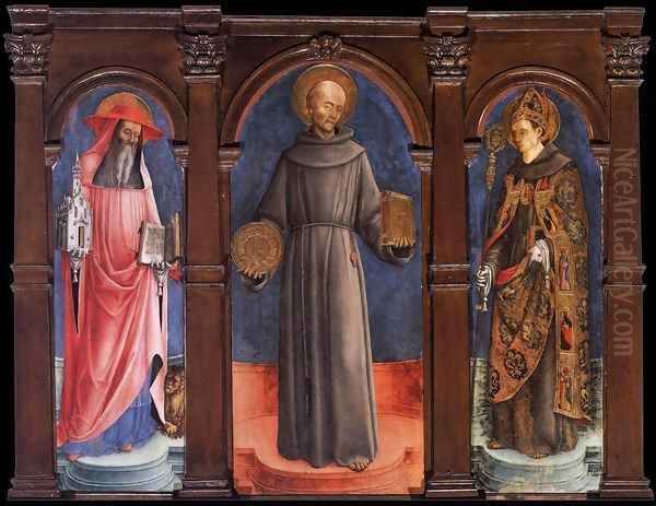 Sts Jerome, Bernardino of Siena, and Louis of Toulouse Oil Painting by Antonio Vivarini