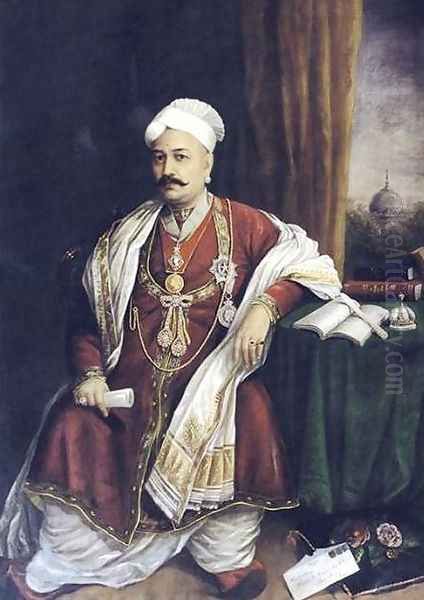 Sir T. Madhava Rao Oil Painting by Raja Ravi Varma