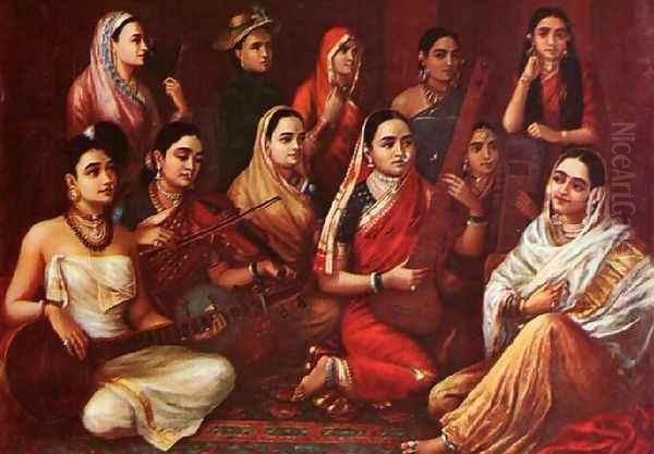 Galaxy of Musicians Oil Painting by Raja Ravi Varma