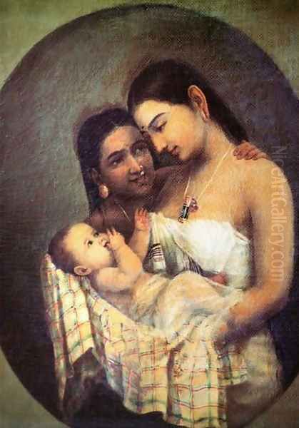 Mother and Child Oil Painting by Raja Ravi Varma