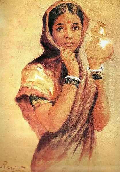 The Milkmaid Oil Painting by Raja Ravi Varma