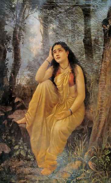 Damayanthi Vanavas Oil Painting by Raja Ravi Varma