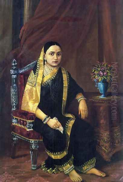 Maharani Chimanbai Oil Painting by Raja Ravi Varma