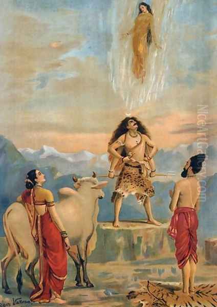 Ganga Vatram Oil Painting by Raja Ravi Varma