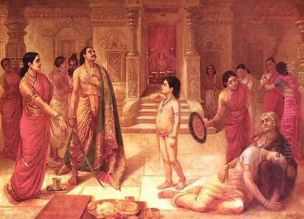 Mohini and Rugmangada Oil Painting by Raja Ravi Varma