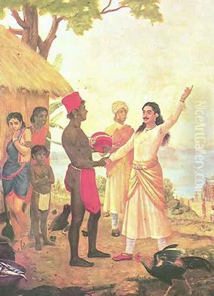 Bhishma Oath Oil Painting by Raja Ravi Varma