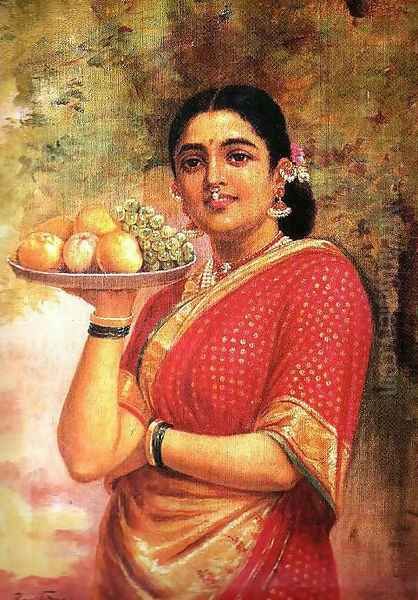 The Maharashtrian Lady Oil Painting by Raja Ravi Varma