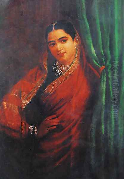 Maharashtrian Beauty Oil Painting by Raja Ravi Varma