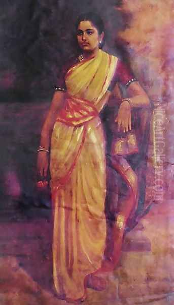 Young Woman Oil Painting by Raja Ravi Varma