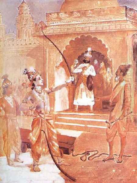 Sri Rama Breaking the Bow by Raja Ravi Varma